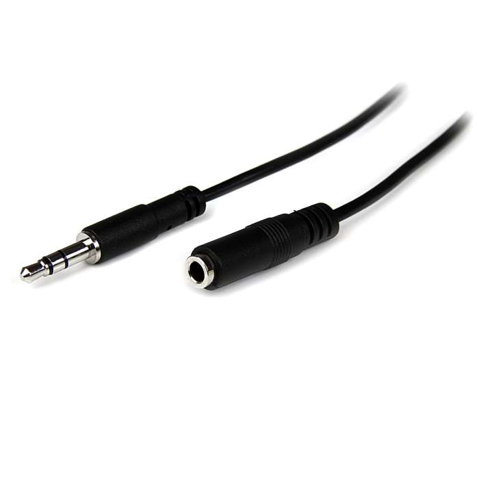 Cable auxiliar StarTech.com Conector jack estéreo de 3,5 mm a Conector jack estéreo de 3,5 mm Macho, 2 m Hembra Negro