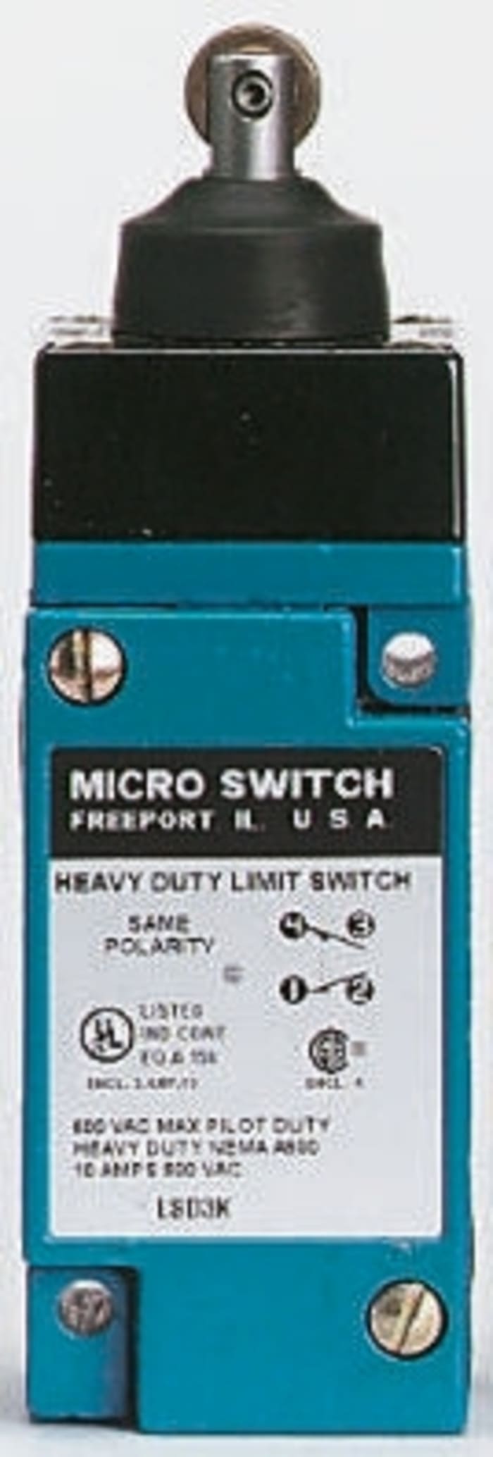 Honeywell HDLS Series Plunger Limit Switch, NO/NC, IP67, SPDT, Die Cast Zinc Housing, 600V ac Max, 10A Max