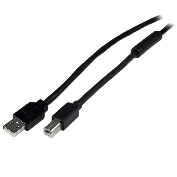 Cable USB 2.0 StarTech.com, con A. USB A Macho, con B. USB B Macho, long. 20m, color Negro