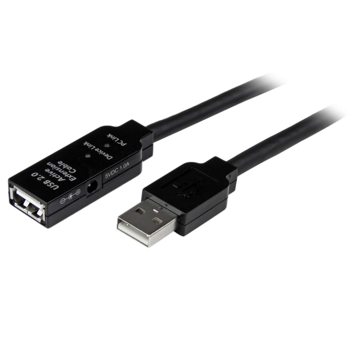 Cable USB 2.0 StarTech.com, con A. USB A Macho, con B. USB A Hembra, long. 35m, color Negro