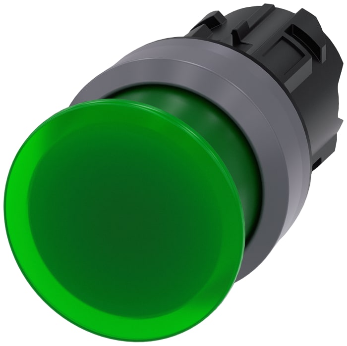 Cabezal de pulsador Siemens serie SIRIUS ACT, Ø 22mm, de color Verde, Momentáneo, IP66, IP67, IP69K