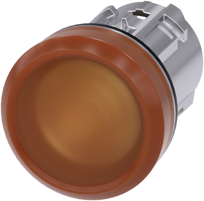 Tête de voyant lumineux Orange Siemens, série SIRIUS ACT 3SU10, diam. découpe 22mm, IP66, IP67, IP69K