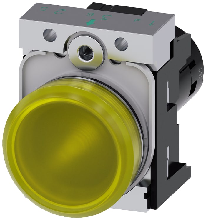 Siemens, SIRIUS ACT, Panel Mount Yellow LED Indicator, 22mm Cutout, Round, 230V ac
