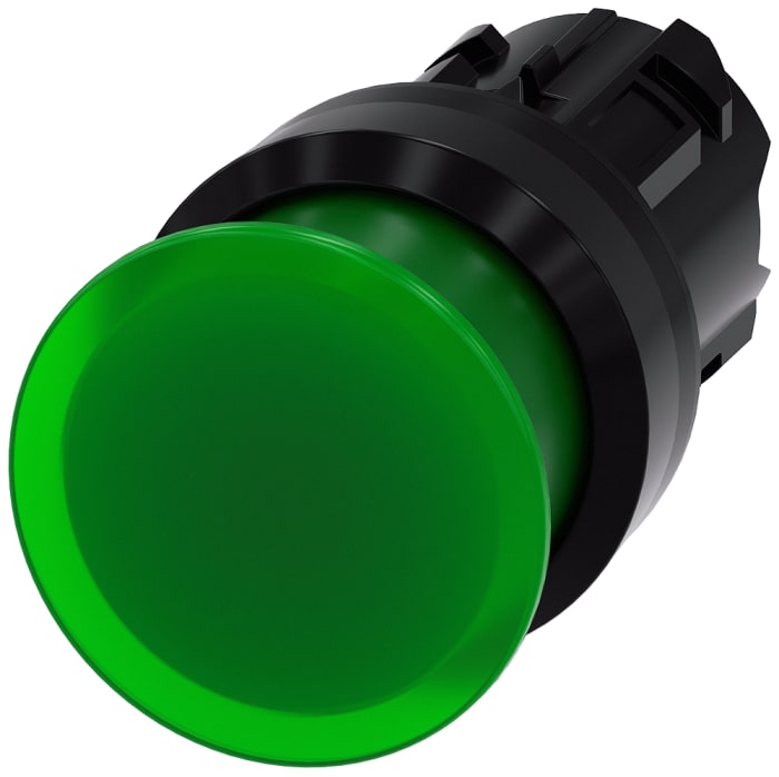 Cabezal de pulsador Siemens serie SIRIUS ACT, Ø 22mm, de color Verde, Momentáneo, IP66, IP67, IP69K