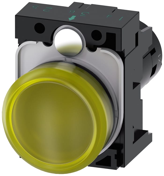 Siemens, SIRIUS ACT, Panel Mount Yellow LED Indicator, 22mm Cutout, Round, 24V ac/dc