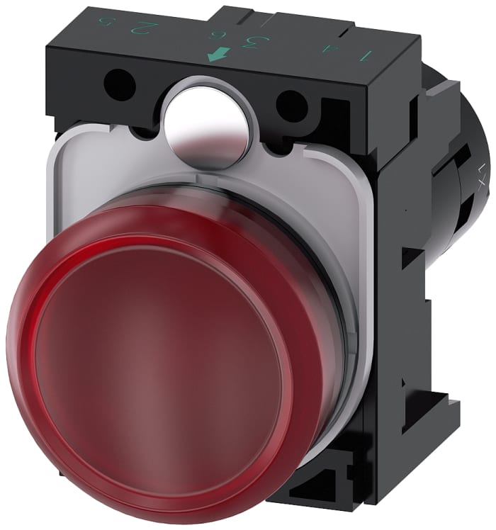Siemens, SIRIUS ACT, Panel Mount Red LED Indicator, 22mm Cutout, Round, 24V ac/dc