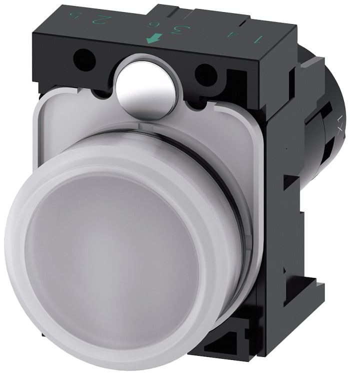 Siemens, SIRIUS ACT, Panel Mount White LED Indicator, 22mm Cutout, Round, 24V ac/dc