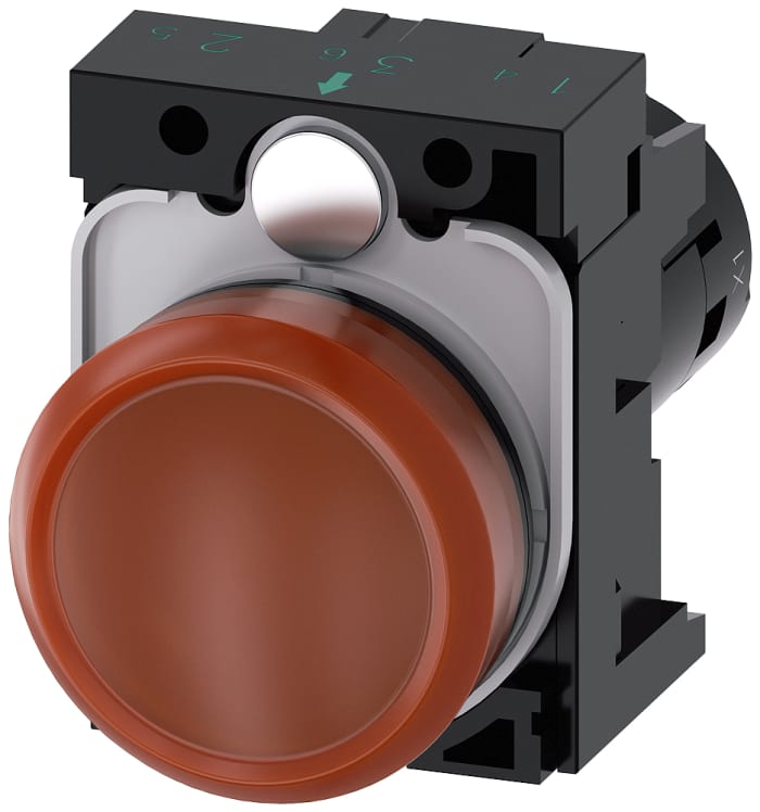 Siemens, SIRIUS ACT, Panel Mount Amber LED Indicator, 22mm Cutout, Round, 110V ac