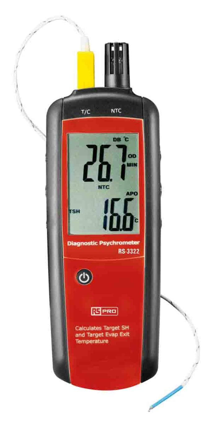 RS PRO | RS PRO Psychrometer, ±2 % Accuracy, LCD Backlight Display ...