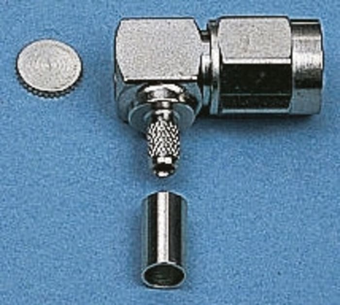 Telegartner, Plug Cable Mount SMA Connector, 50Ω, Crimp Termination, Right Angle Body