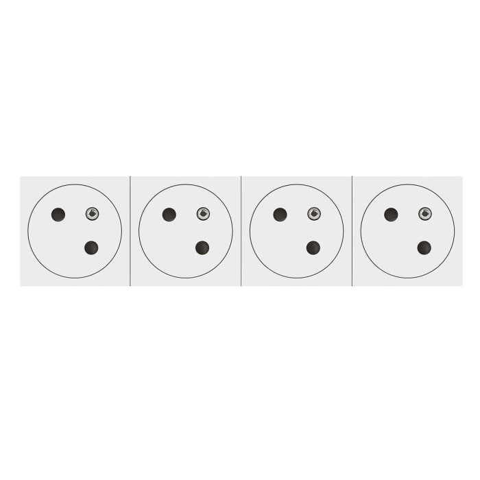 Legrand Mosaic White 4 Gang Plug Socket, 16A, Indoor Use