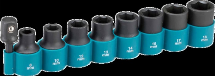 Makita 9 Piece Metric 1 2 in Impact Socket Set 6 point