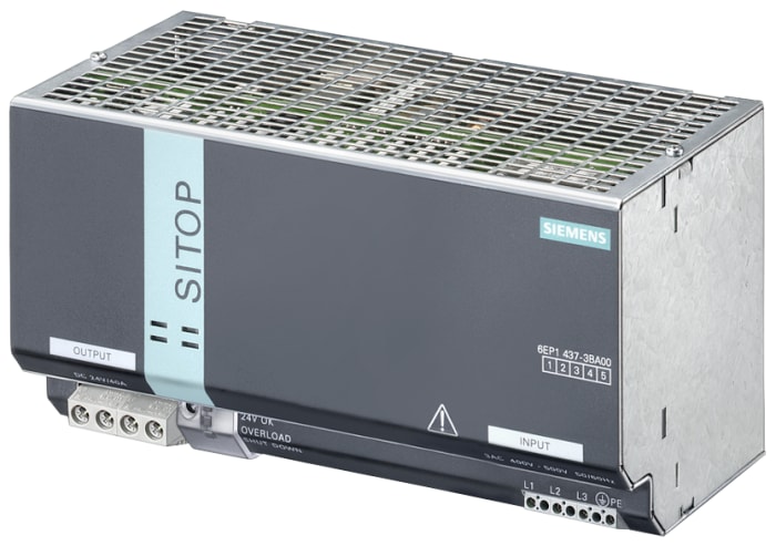Siemens Switched Mode DIN Rail Power Supply, 320 → 550V ac ac Input, 24V dc dc Output, 40A Output, 960W