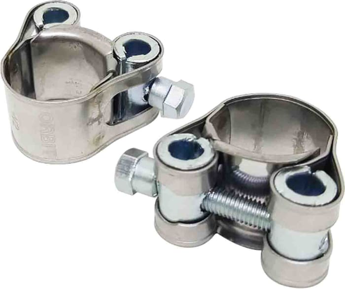 RS PRO Stainless Steel, Zinc-Plated Steel (Bolt) Bolt Head Hose Clamp, 20mm Band Width, 34 → 37mm ID