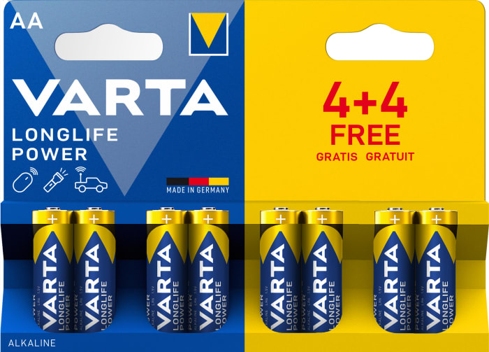 AA4+4 VARTA RS, Piles AA Varta 1.5V Alcaline, 2.75Ah