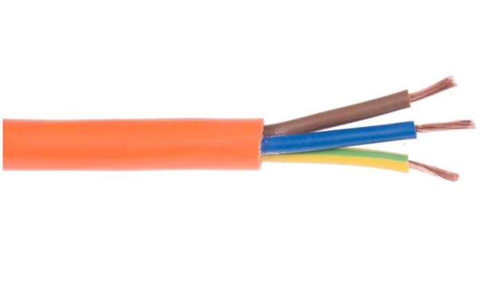 RS PRO Arctic Grade 2.5 mm² 3 Core Power Cable, H05VV-F, Orange PVC, 100m