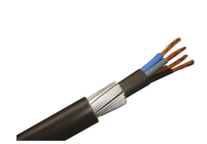 RS PRO, Armoured, 50m 4 Core, Black PVC Power Cable +90°C