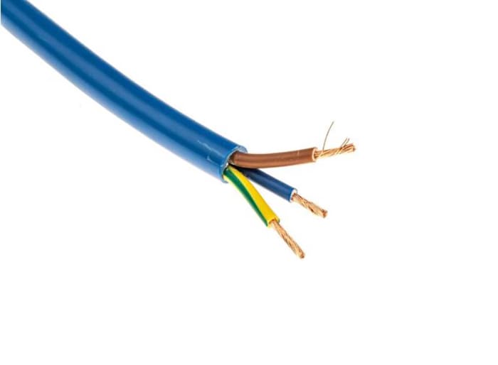 RS PRO, Flexible Multicore, 100m 3 Core, Blue PVC Power Cable +70°C