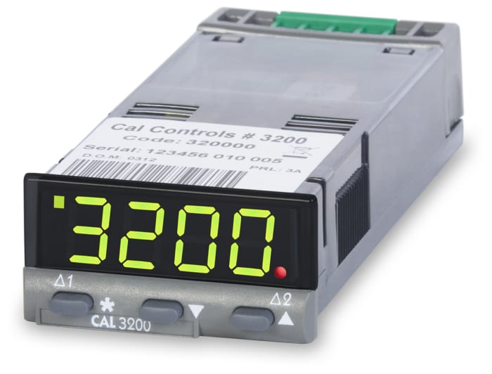 CAL 3200 PID Temperature Controller, 48 x 24 (1/32 DIN)mm, 2 Output Relay, 24 V ac/dc Supply Voltage
