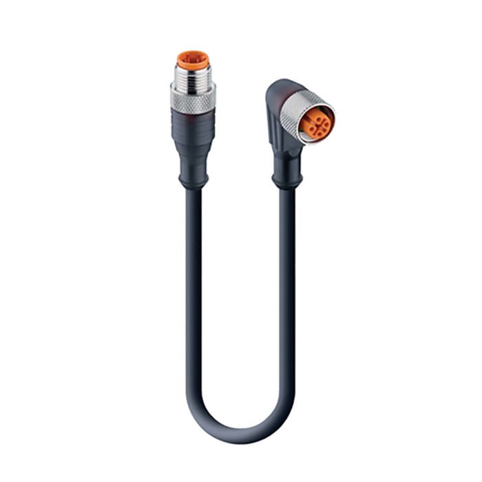 lumberg automation rst series straight male to angled female cordset 4 core 7m cable