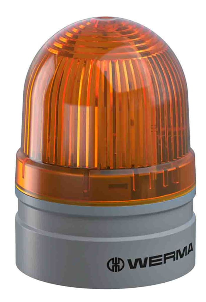 Werma EvoSIGNAL Mini Series Yellow Multiple Effect Beacon, 24 V, Base Mount, LED Bulb, IP66