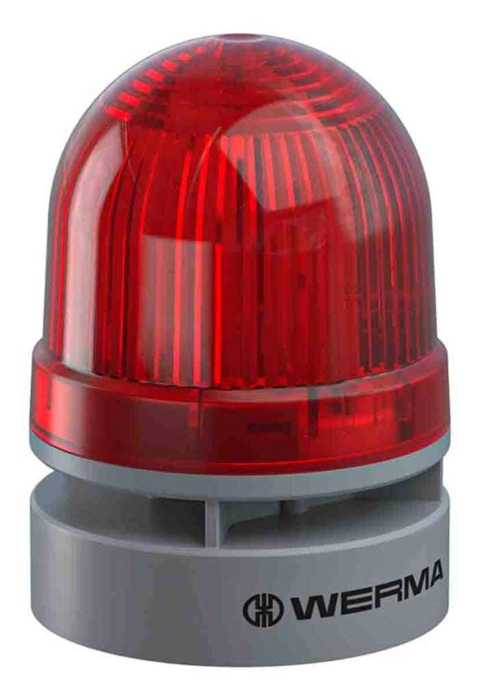Werma EvoSIGNAL Mini Series Red Sounder Beacon, 12 V dc, IP66, Base Mount, 95dB at 1 Metre