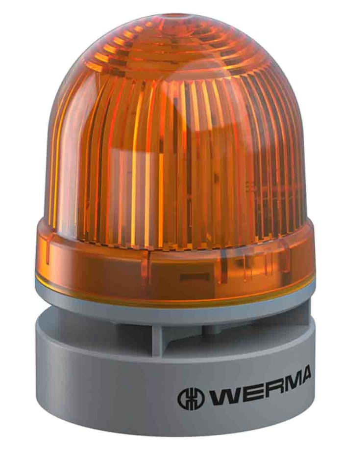 Werma EvoSIGNAL Mini Series Yellow Sounder Beacon, 12 V dc, IP66, Base Mount, 95dB at 1 Metre