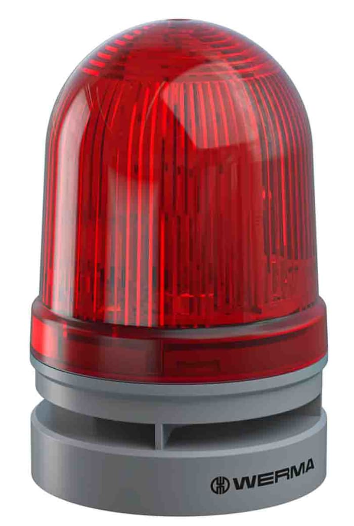 Werma EvoSIGNAL Midi Series Red Sounder Beacon, 12 V dc, IP66, Base Mount, 110dB at 1 Metre