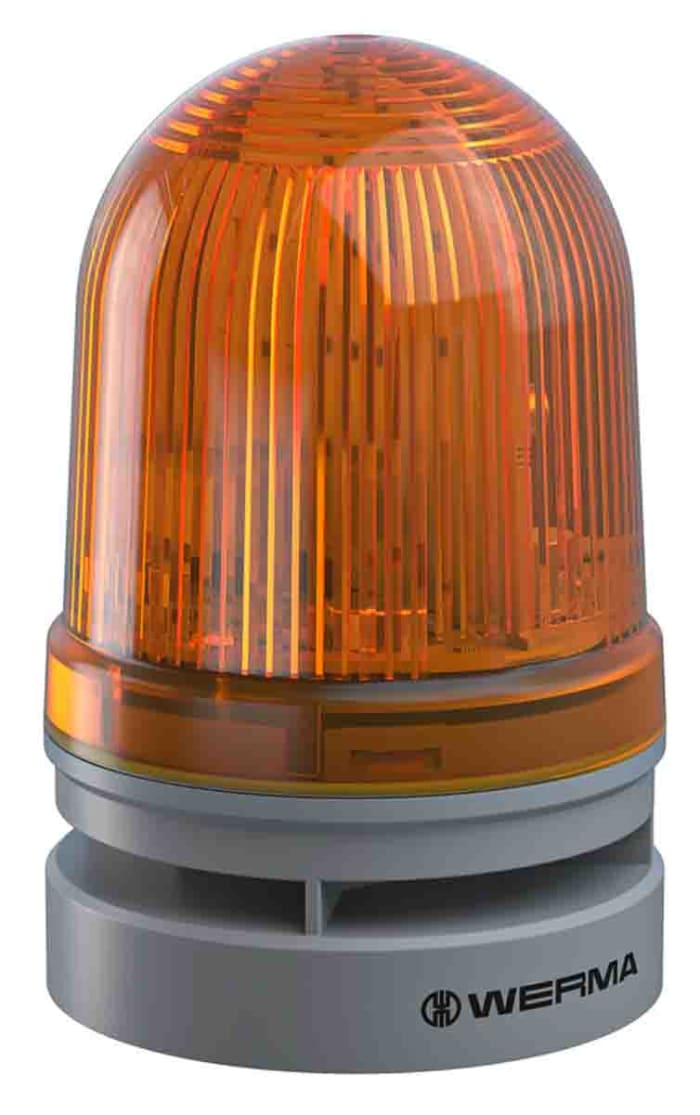 Werma EvoSIGNAL Mini Series Yellow Sounder Beacon, 12 V dc, IP66, Base Mount, 110dB at 1 Metre