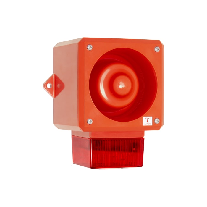 Clifford & Snell YL50 Series Red Sounder Beacon, 230 V ac, IP66, Fixed Mount, 112dB at 1 Metre