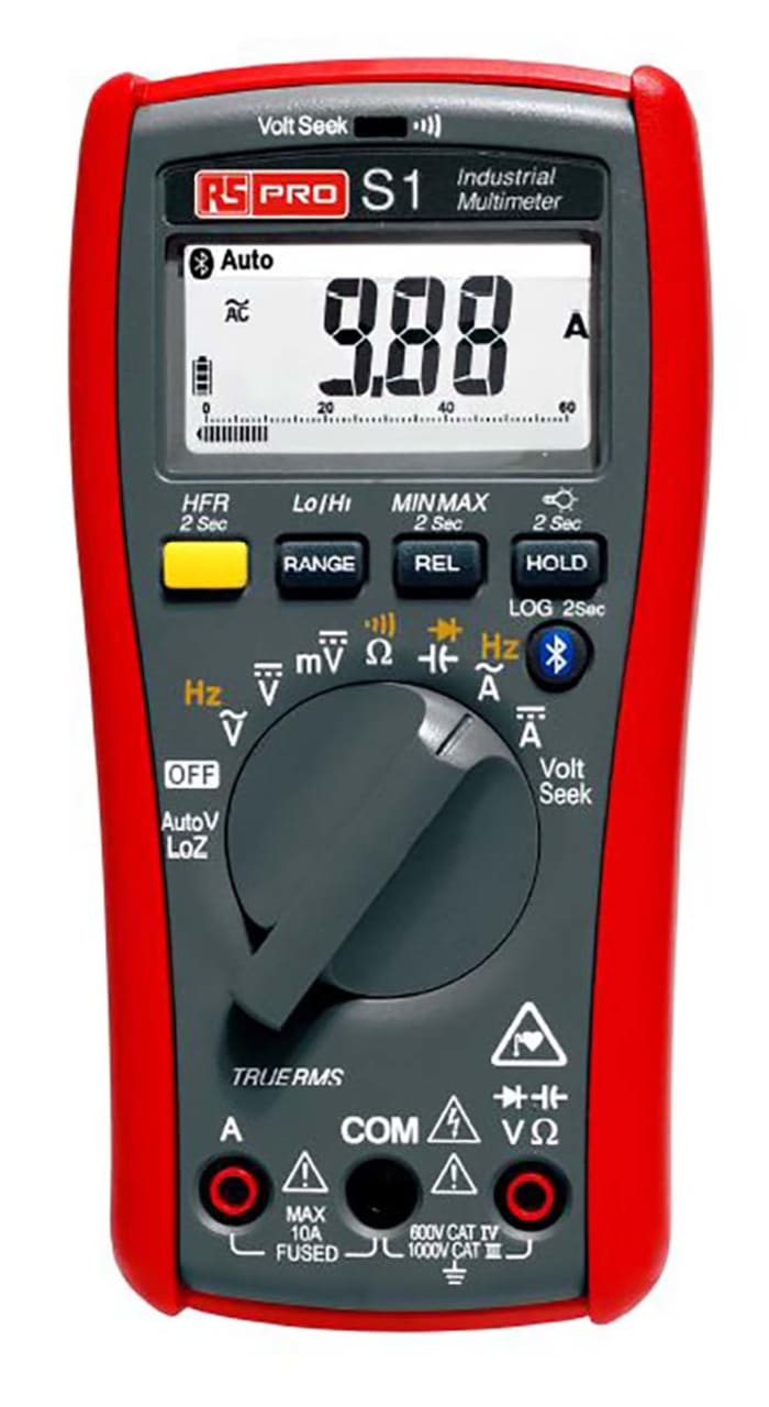 RS PRO S1 Handheld Digital Multimeter, True RMS, 10A ac Max, 10A dc Max, 1000V ac Max
