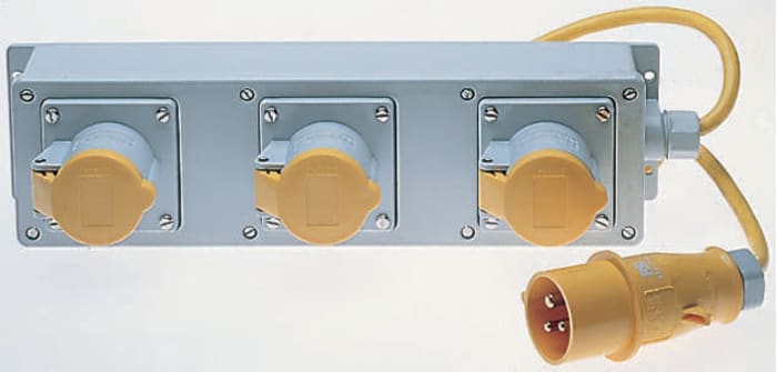 Prise électrique industrielle Mennekes 230V, 16A, 2+E pôles, 3 embases, Bleu, IP44