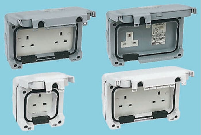 MK 13A, Active, Single Gang RCD Socket, Surface Mount, Switched, IP56, 240 V ac