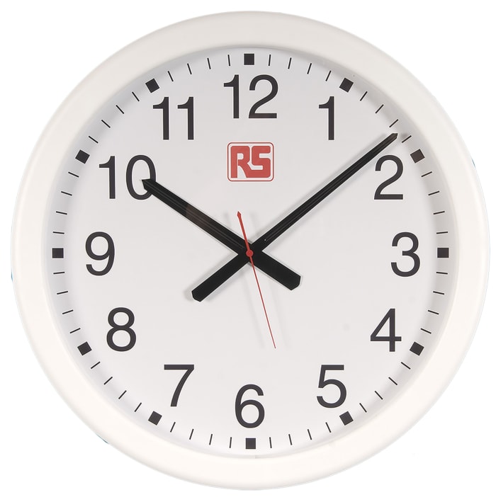 RS PRO White Radio Controlled Analogue Wall Clock, 490mm Diameter