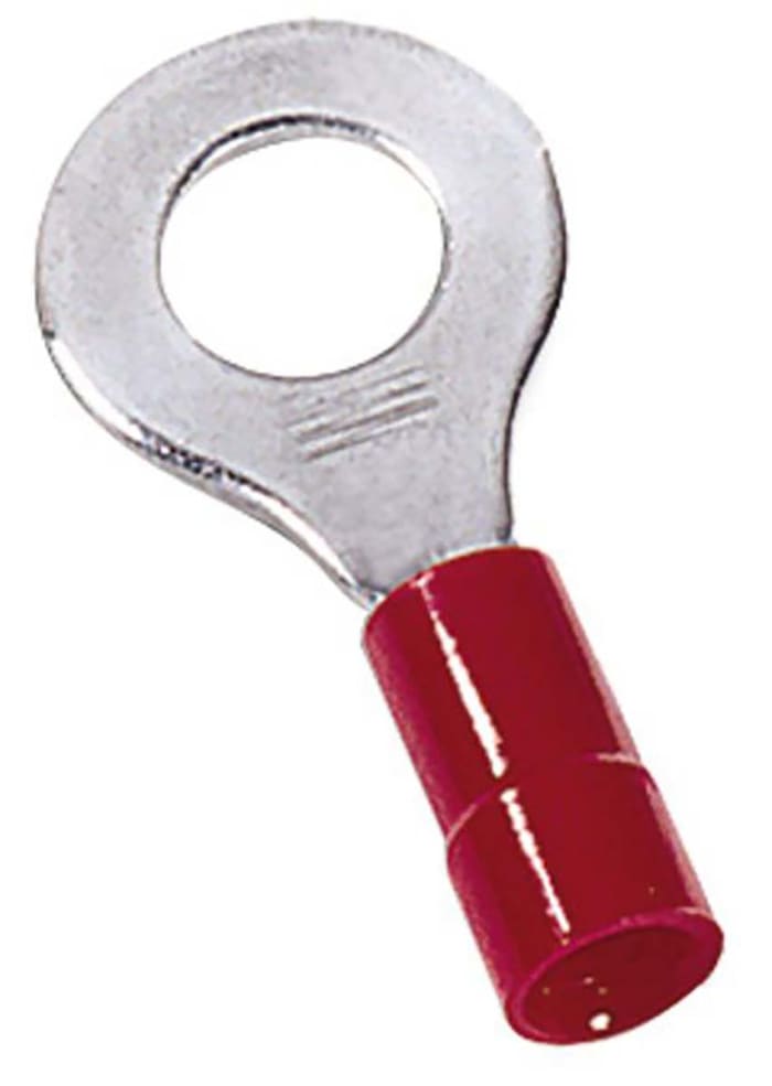MECATRACTION, N Insulated Ring Terminal, M5 Stud Size to 1,5mm² Wire Size, Red