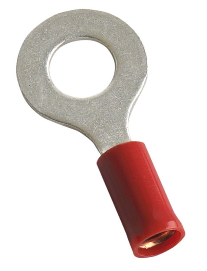 MECATRACTION, S Insulated Tubular Ring Terminal, M8 Stud Size to 1,5mm² Wire Size, Red