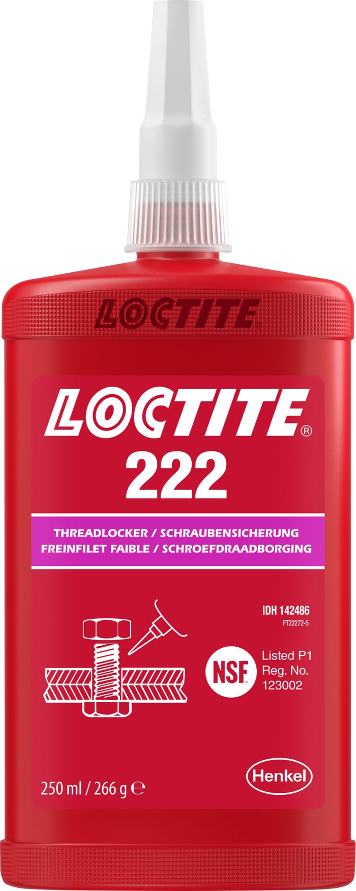 Frein filet Loctite Pourpre Loctite 222, 250 ml, Force : Faible