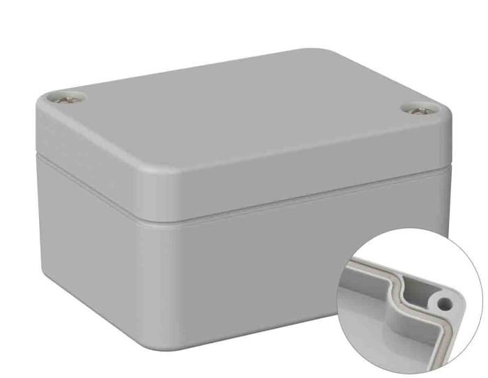RS PRO Grey Polycarbonate General Purpose Enclosure, IP66, IK07, Grey Lid, 50 x 65 x 35mm