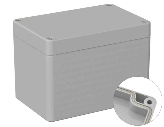 RS PRO 5U2 Series Grey Polycarbonate General Purpose Enclosure, IP66, IK07 85 mm, 120 mm, 80 mm