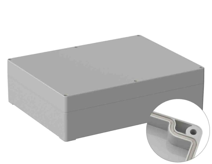 RS PRO Grey Polycarbonate General Purpose Enclosure, IP66, IK07, Grey Lid, 230 x 300 x 85mm