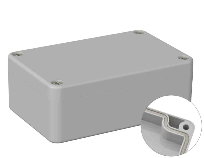 RS PRO Grey ABS General Purpose Enclosure, IP66, IK07, Grey Lid, 64 x 98 x 36.4mm
