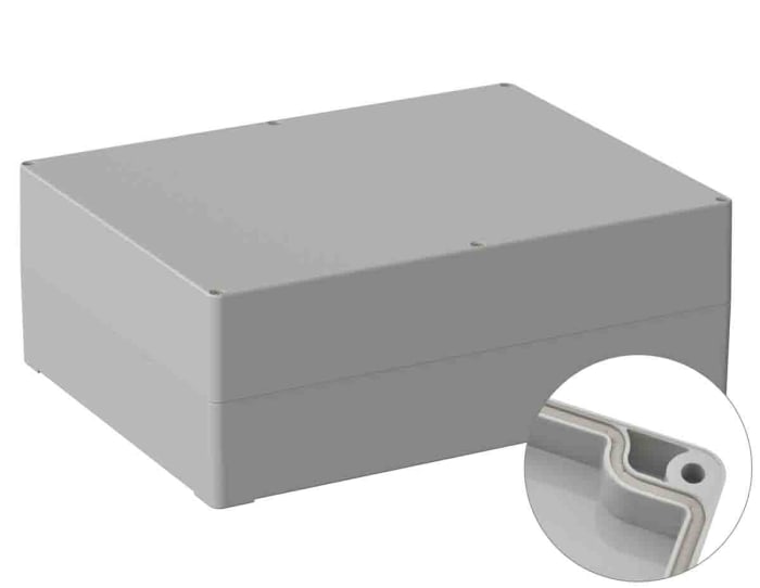 RS PRO Grey ABS General Purpose Enclosure, IP65, IK07, Grey Lid, 230 x 300 x 110mm