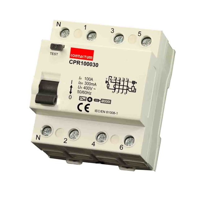 Contactum CPR1000 RCCB, 100A, 4 Pole, 100mA