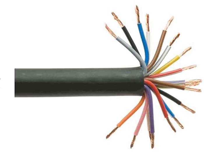 Cable de datos RS PRO de 18 conductores, 0,5 mm², 20 AWG, long. 25m, Ø ext. 11.9mm, funda de PVC Negro