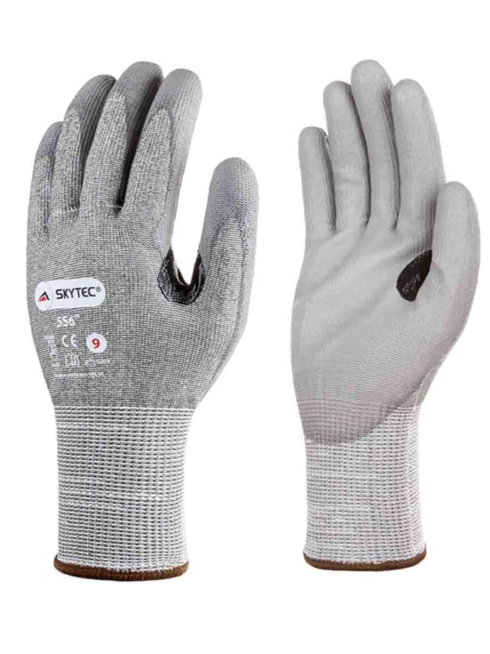 Skytec Grey Nylon Work Gloves, Size 8, Polyurethane Coating