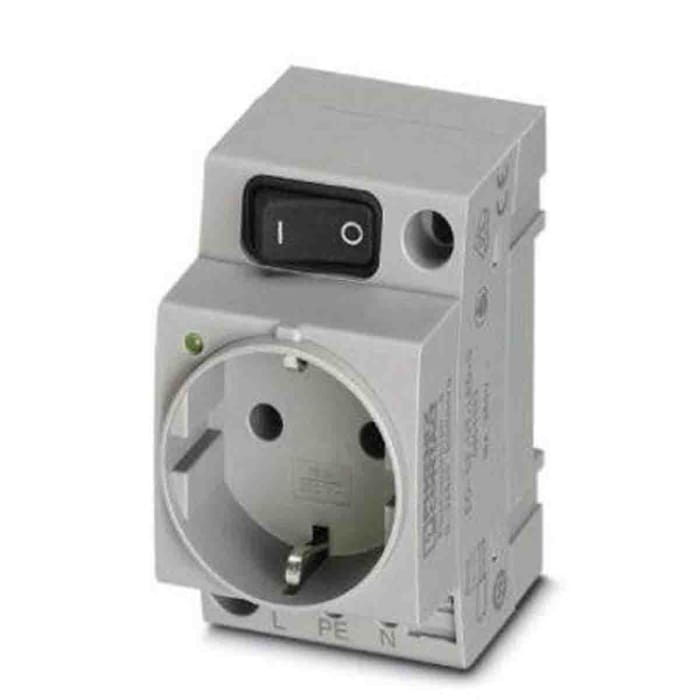 Phoenix Contact Germany Mains Socket Grey, 16A, DIN Rail Polyamide, 250 V, Screw