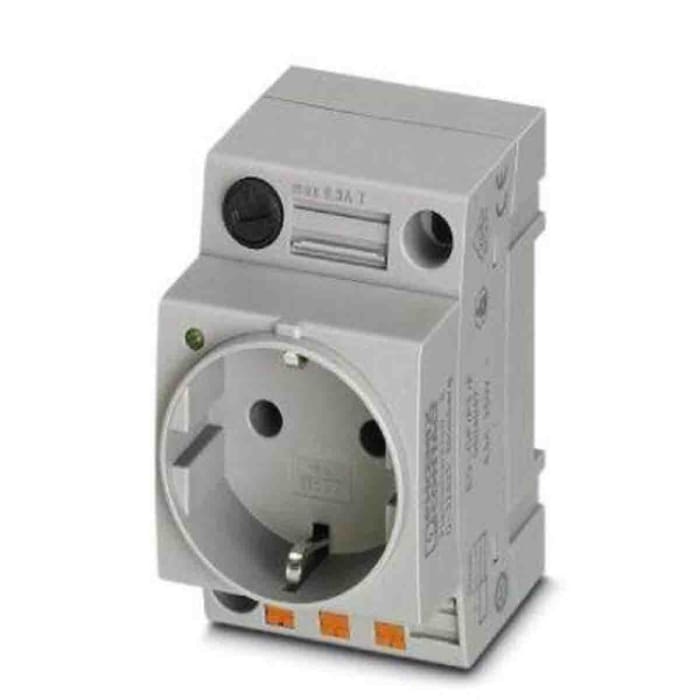 Phoenix Contact Germany Mains Socket Grey, 16A, DIN Rail Polyamide, 250 V, Push-in