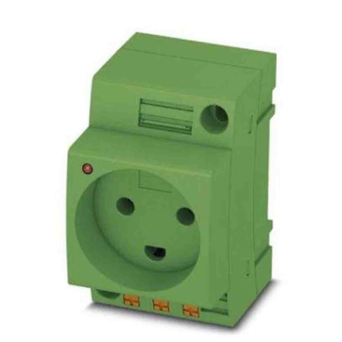 Phoenix Contact Denmark Mains Socket Green, 16A, DIN Rail Polyamide, 250 V, Push-in