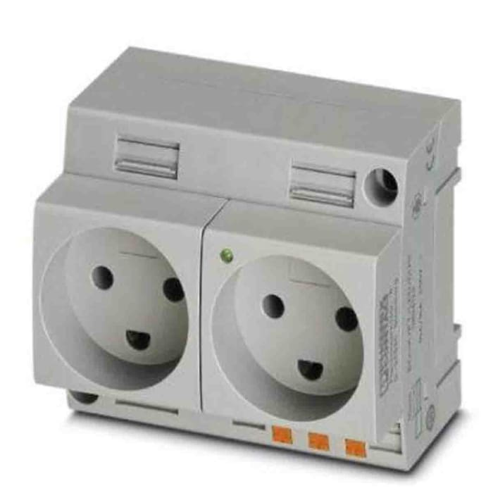 Phoenix Contact Denmark Mains Socket Grey, 16A, DIN Rail Polyamide, 250 V, Push-in