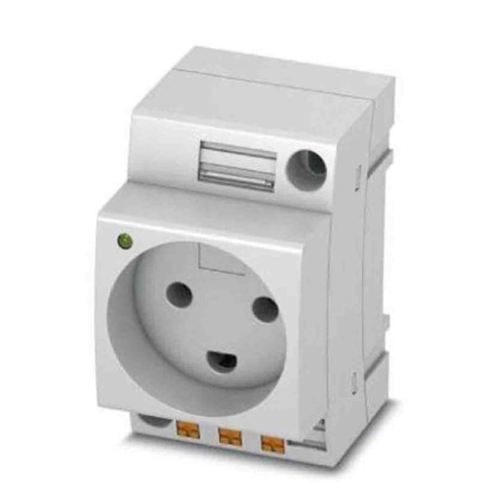 Phoenix Contact Denmark Mains Socket Grey, 16A, DIN Rail Polyamide, 250 V, Push-in